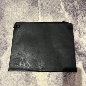 Beis Black Leather Laptop Sleeve